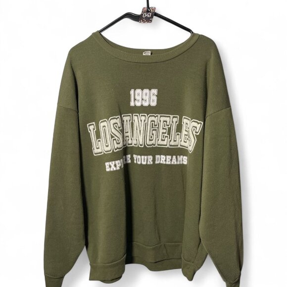 Birch & Stone 1996 Los Angeles Oversized Crewneck Sweatshirt – Olive Green – Siz - Picture 1 of 1